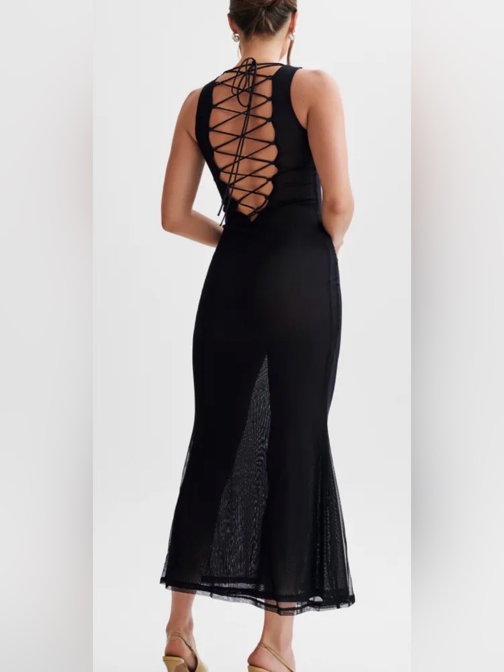 Meshki Maeva Embroidered Mesh Maxi Dress - Black - Picture 10 of 12